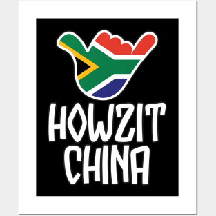 Howzit China - South African greeting and shaka sign with South African flag inside Posters and Art